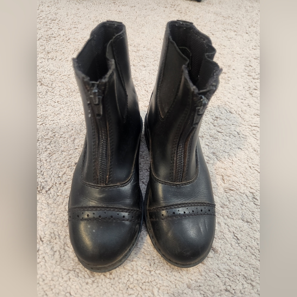 Girls Black Equestrian Paddock Boots Size 12